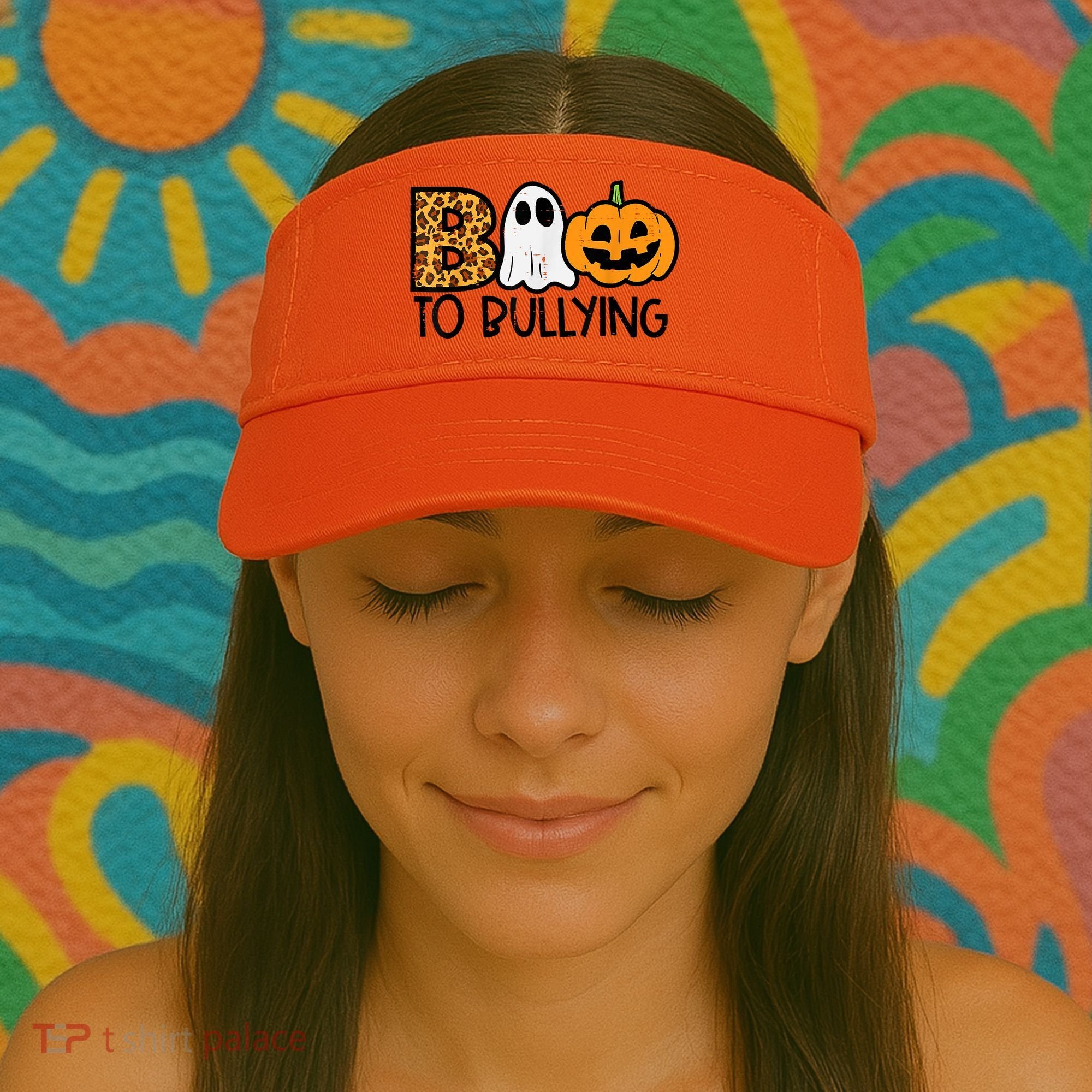 Boo To Bullying Ghost Pumpkin Orange Anti Bully Unity Day Visor
