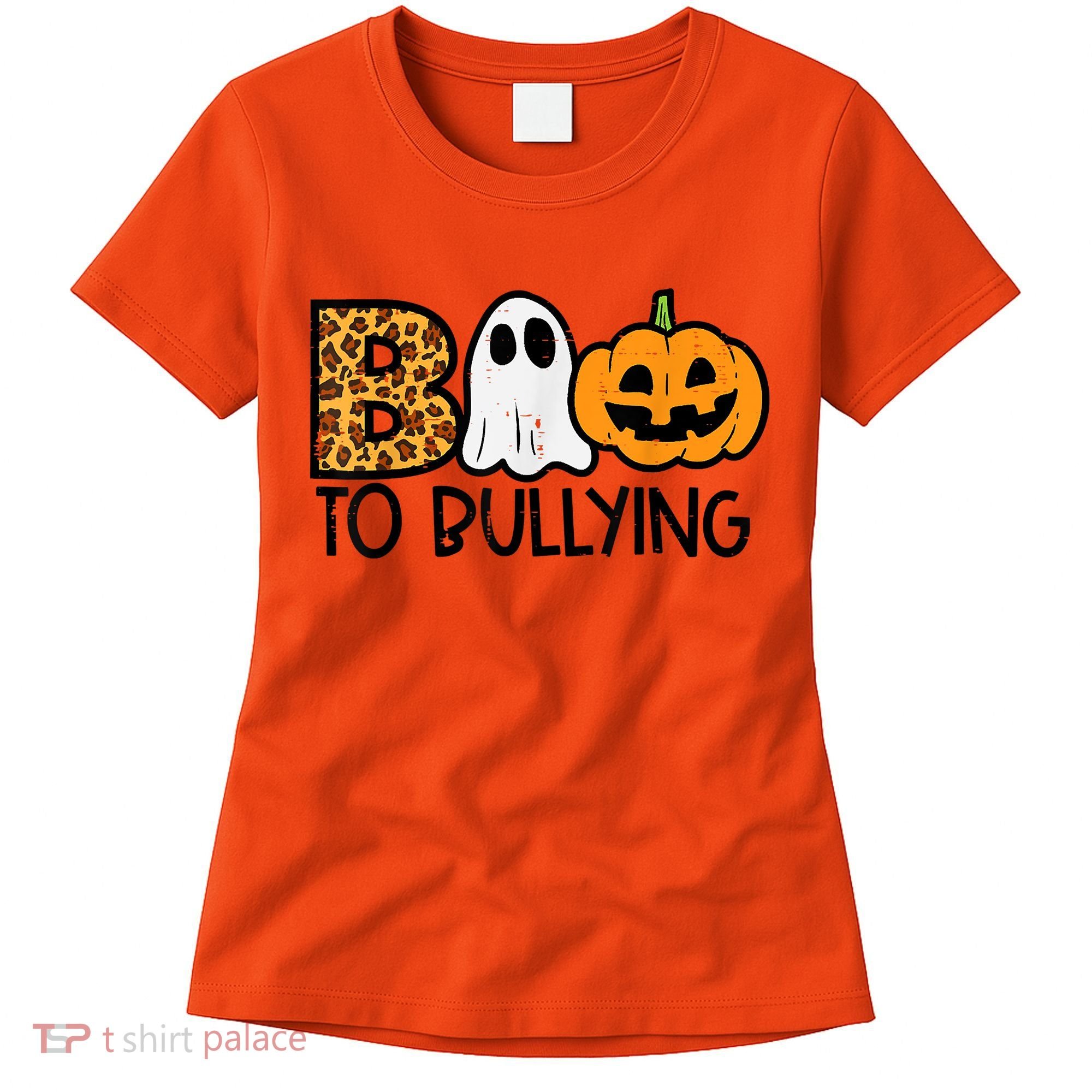 Boo To Bullying Ghost Pumpkin Orange Anti Bully Unity Day Women's T-Shirt