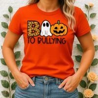 Boo To Bullying Ghost Pumpkin Orange Anti Bully Unity Day Women's T-Shirt thumb 2