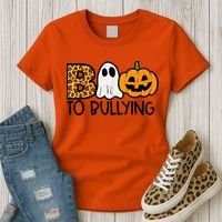Boo To Bullying Ghost Pumpkin Orange Anti Bully Unity Day Women's T-Shirt thumb 3