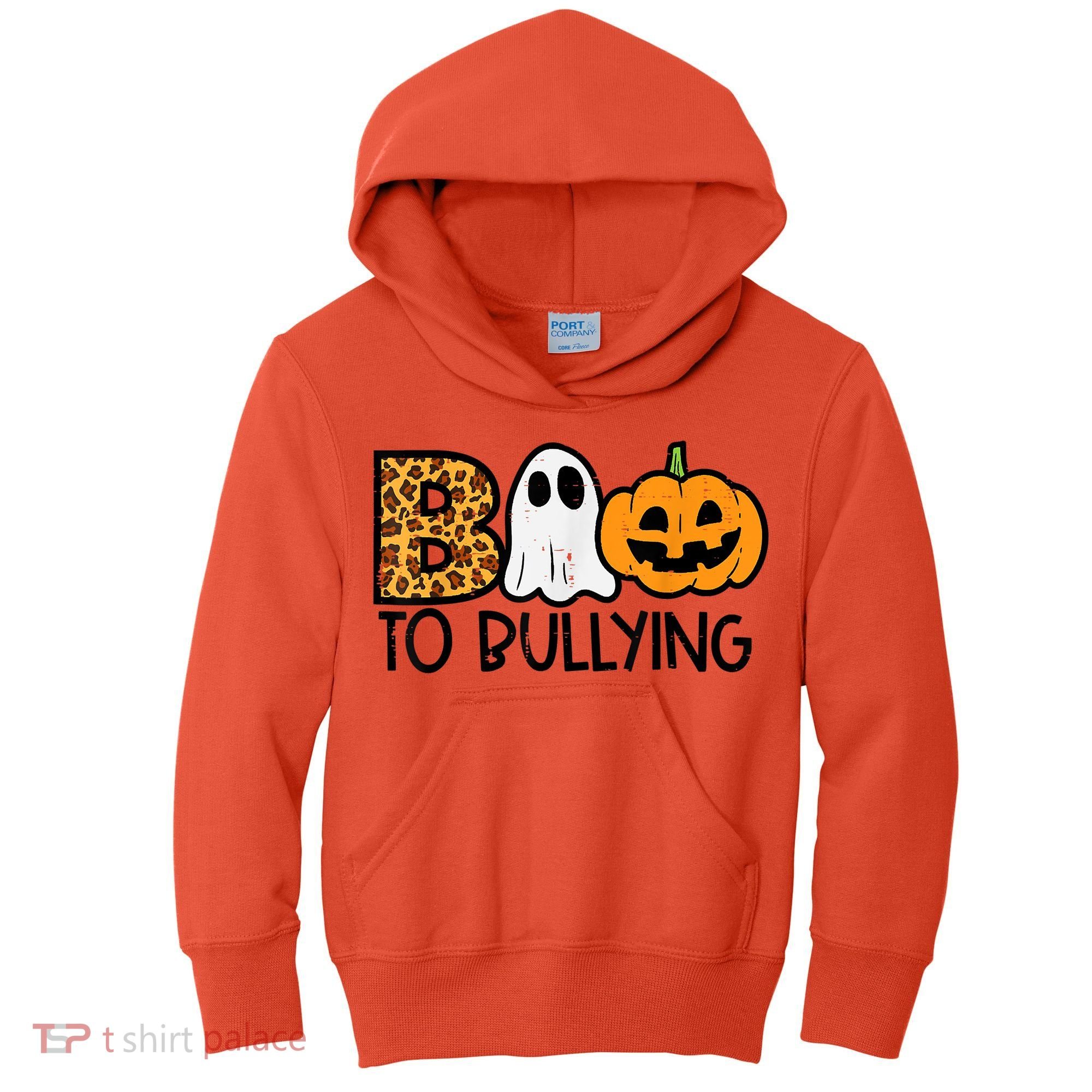 Boo To Bullying Ghost Pumpkin Orange Anti Bully Unity Day Kids Hoodie