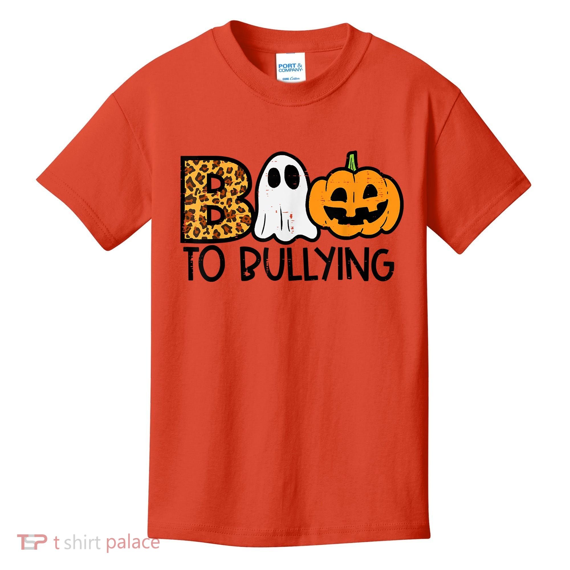 Boo To Bullying Ghost Pumpkin Orange Anti Bully Unity Day Kids T-Shirt