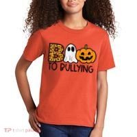 Boo To Bullying Ghost Pumpkin Orange Anti Bully Unity Day Kids T-Shirt thumb 2
