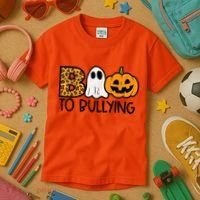 Boo To Bullying Ghost Pumpkin Orange Anti Bully Unity Day Kids T-Shirt thumb 3