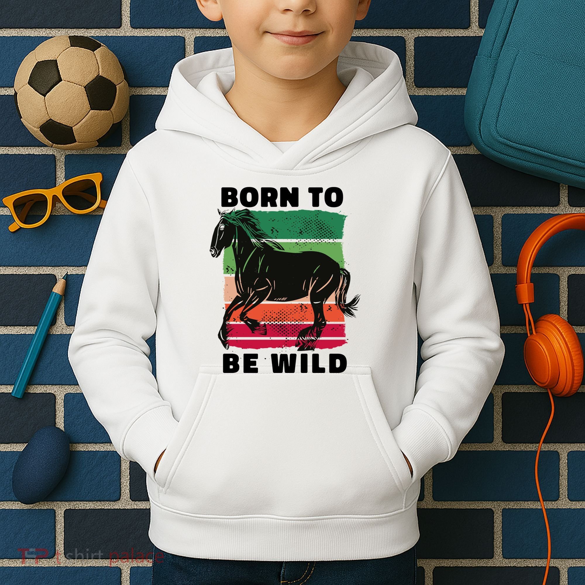 Born To Be Wild Horse Kids Hoodie