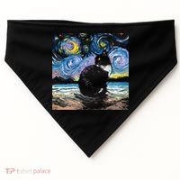 Black Tuxedo Cat Night 2 USA-Made Doggie Bandana thumb 0