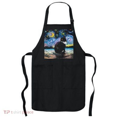 Black Tuxedo Cat Night 2 Apron