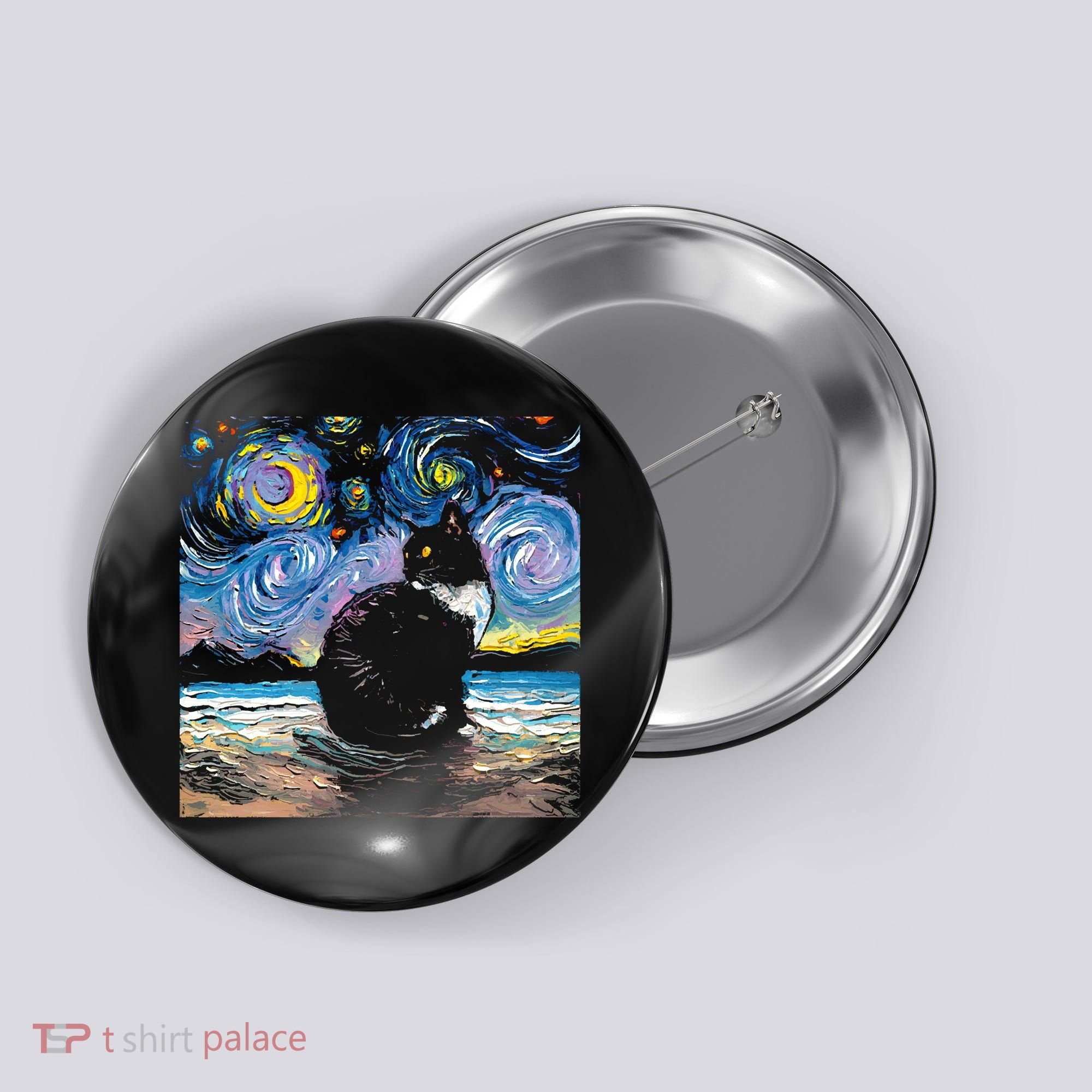 Black Tuxedo Cat Night 2 Button