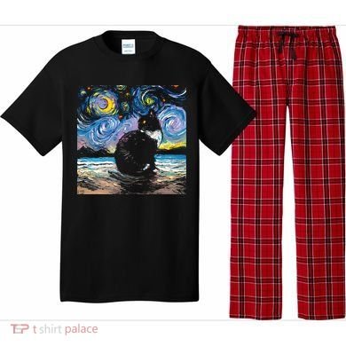 Black Tuxedo Cat Night 2 Pajama Set