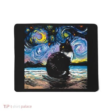 Black Tuxedo Cat Night 2 Mousepad