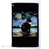 Black Tuxedo Cat Night 2 Golf Towel thumb 0