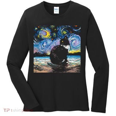 Black Tuxedo Cat Night 2 Women's Long Sleeve Shirt