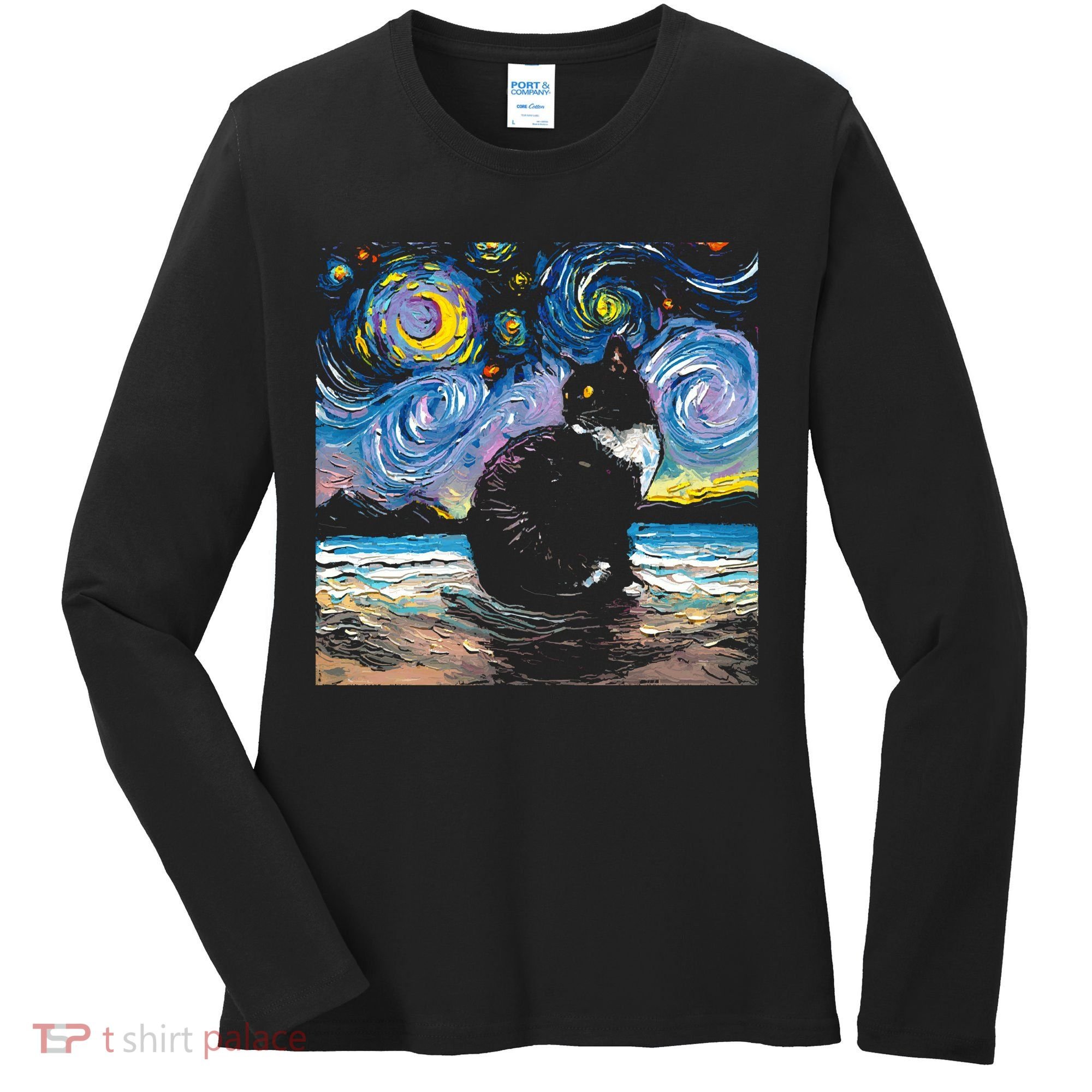 Black Tuxedo Cat Night 2 Women's Long Sleeve Shirt
