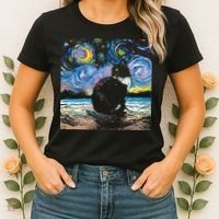 Black Tuxedo Cat Night 2 Women's T-Shirt thumb 2