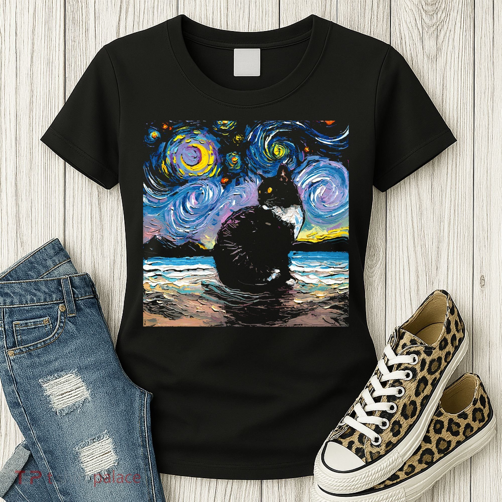 Black Tuxedo Cat Night 2 Women's T-Shirt