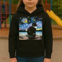 Black Tuxedo Cat Night 2 Kids Hoodie thumb 3