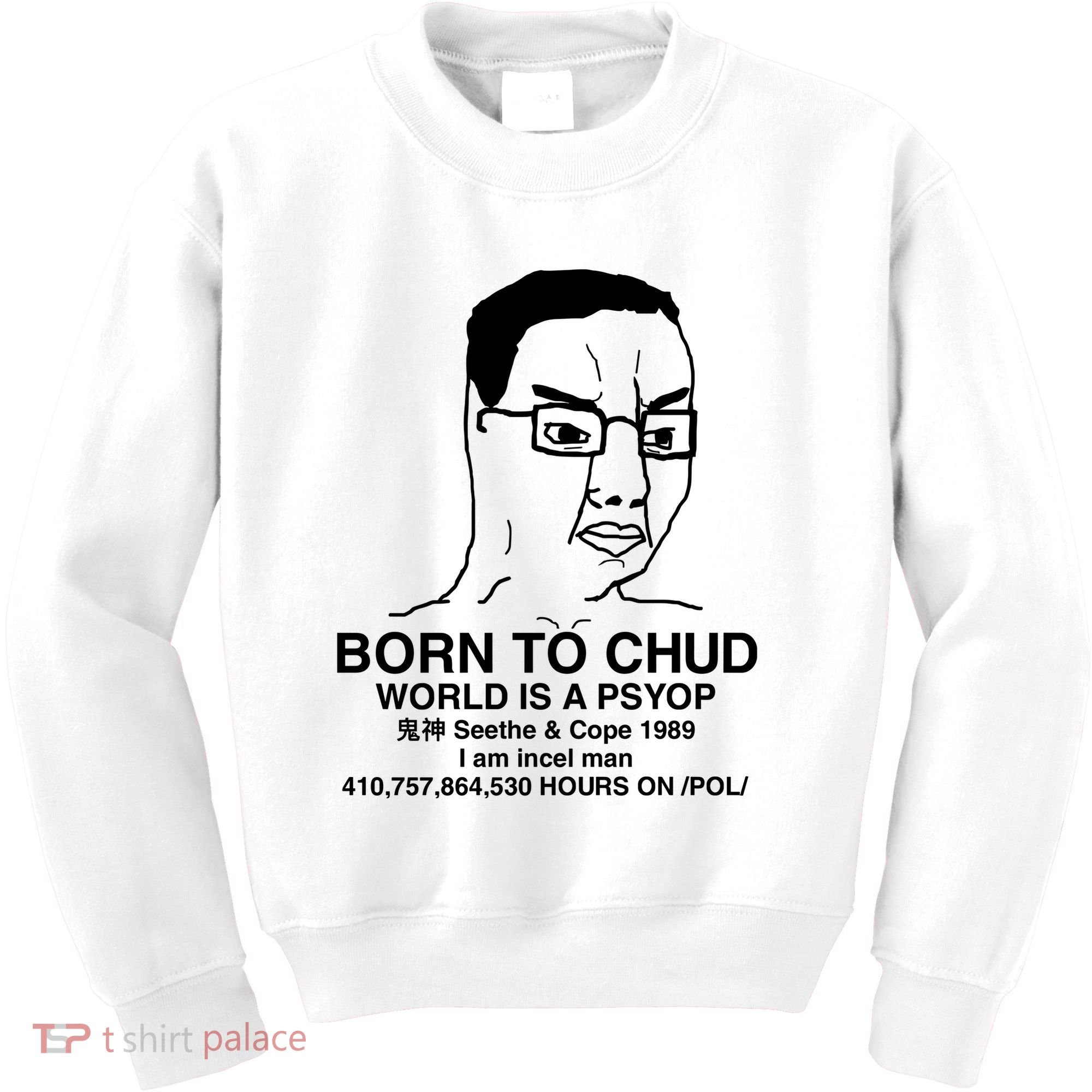 Born To Chud World Is A Psyop Seethe & Cope 1989 Kids Sweatshirt