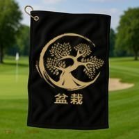 Bonsai Tree Circle Japanese Art Meditation Yoga Buddhist Gift Golf Towel thumb 1
