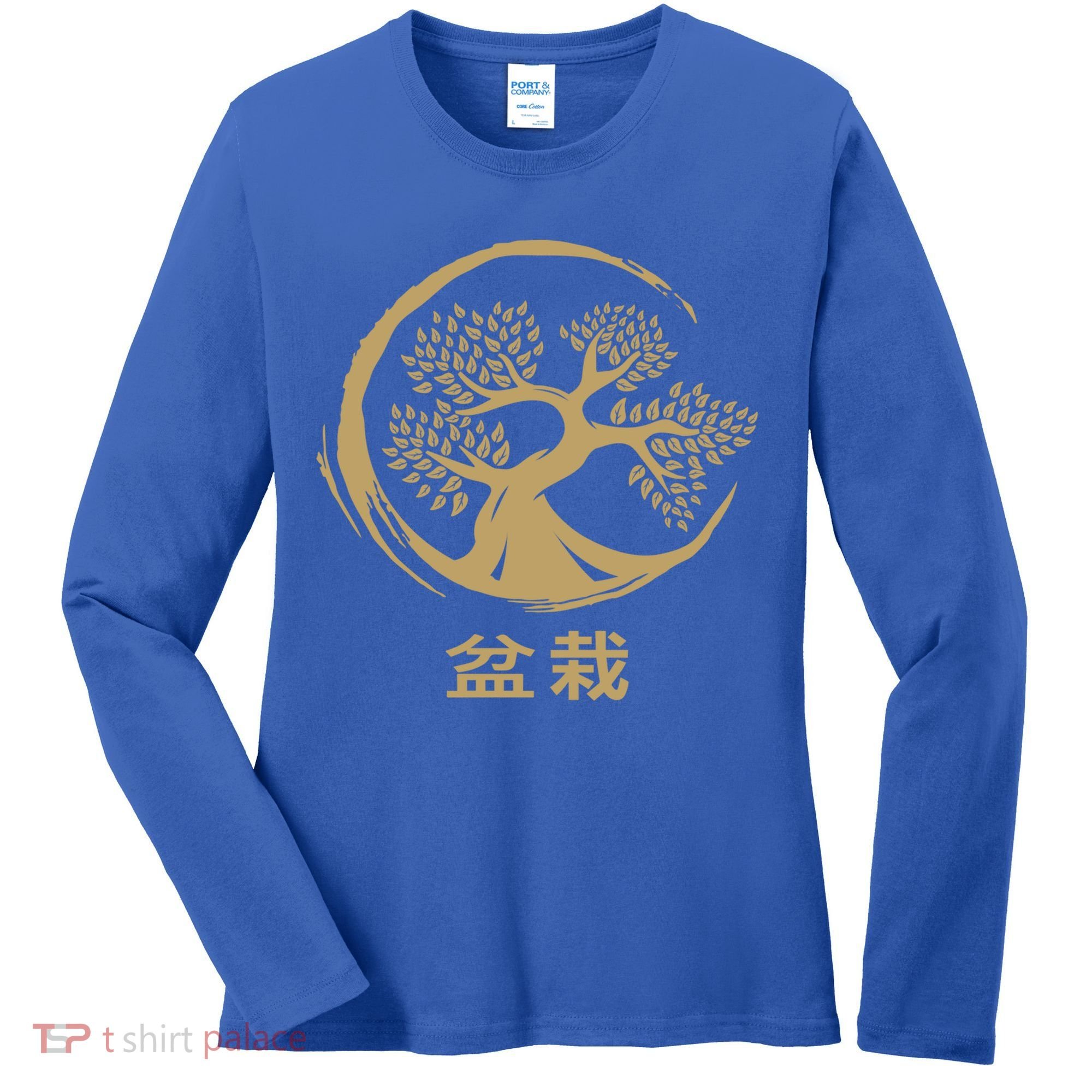 Bonsai Tree Circle Japanese Art Meditation Yoga Buddhist Gift Women's Long Sleeve Shirt