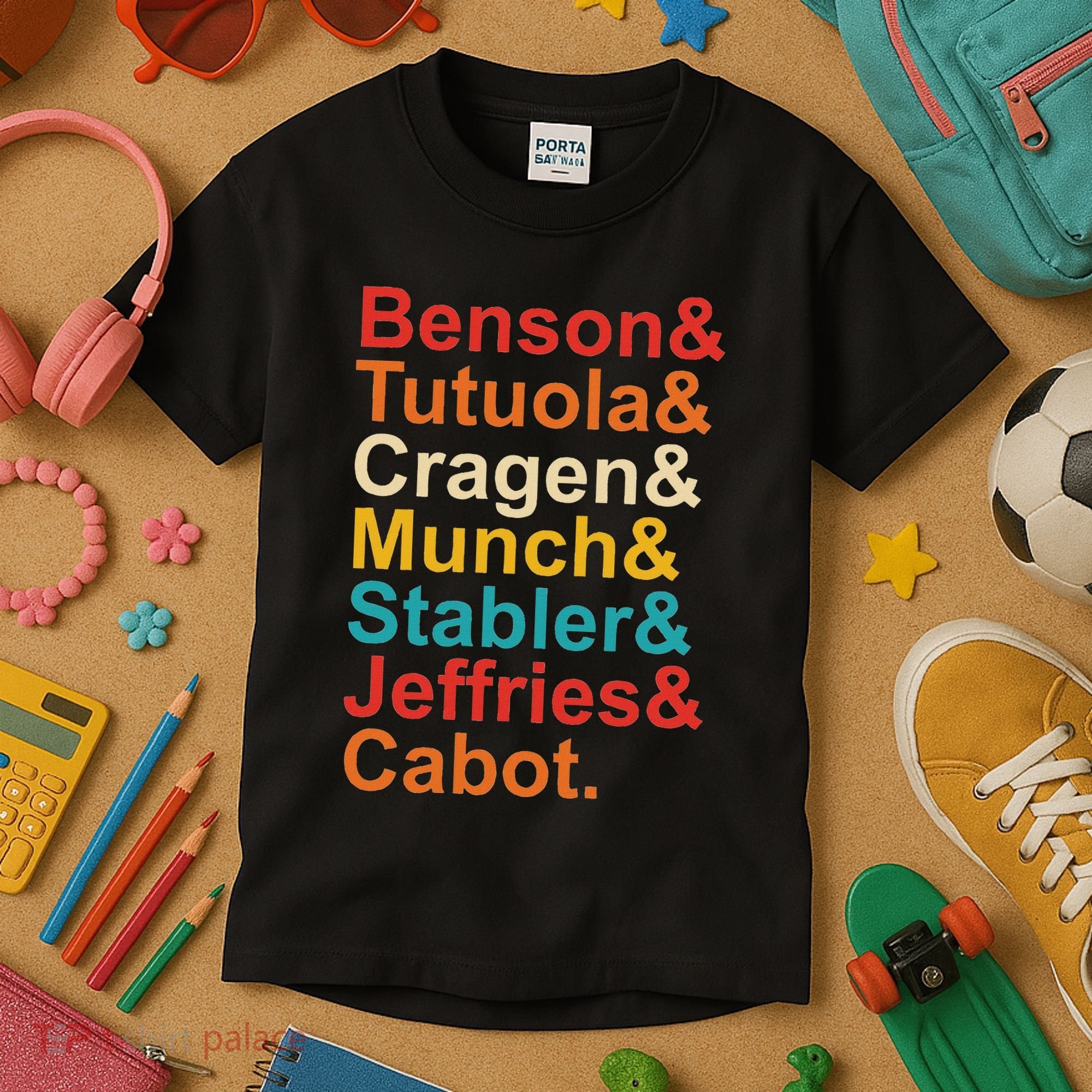 Benson& Tutuola& Cragen& Munch& Stabler& Jeffries& Cabot. Kids T-Shirt