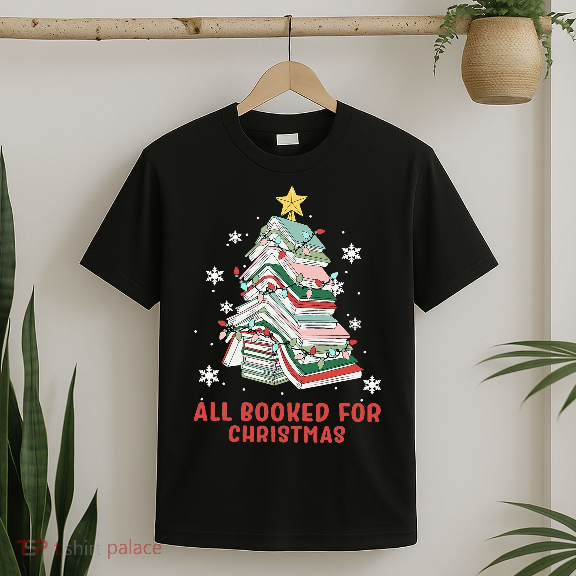 Book Tree Christmas Reading All Booked For Christmas  T-Shirt