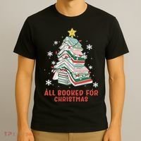 Book Tree Christmas Reading All Booked For Christmas  T-Shirt thumb 3