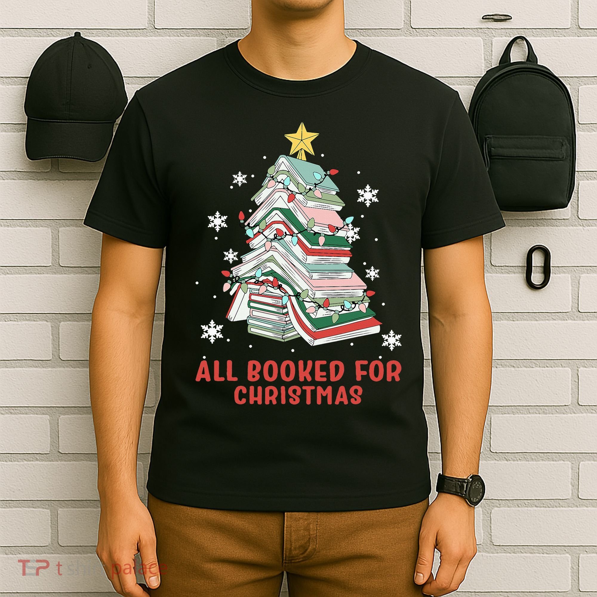 Book Tree Christmas Reading All Booked For Christmas  T-Shirt