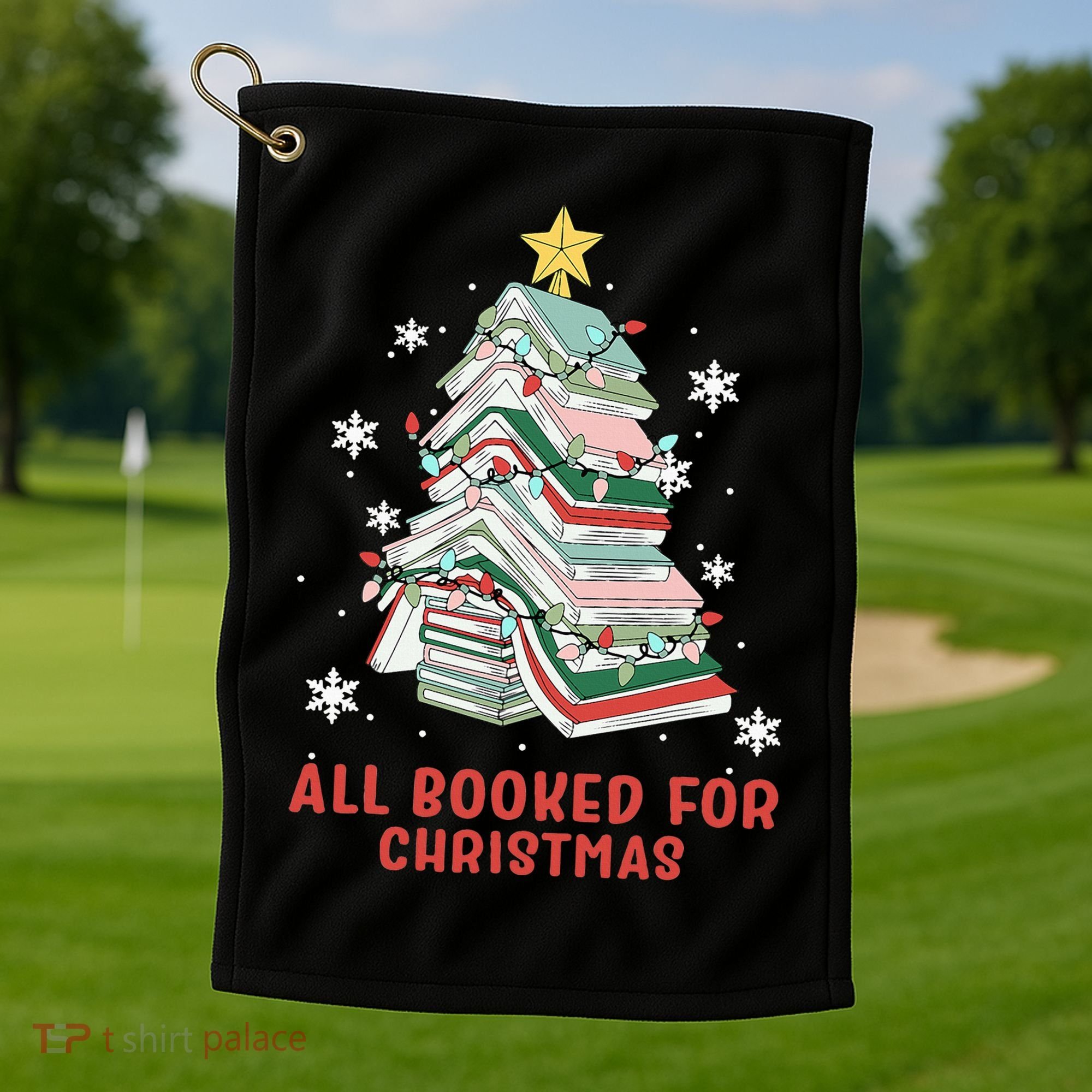 Book Tree Christmas Reading All Booked For Christmas  Golf Towel