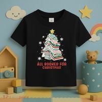 Book Tree Christmas Reading All Booked For Christmas  Toddler T-Shirt thumb 3