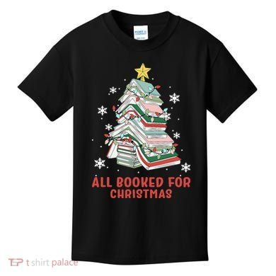 Book Tree Christmas Reading All Booked For Christmas  Kids T-Shirt