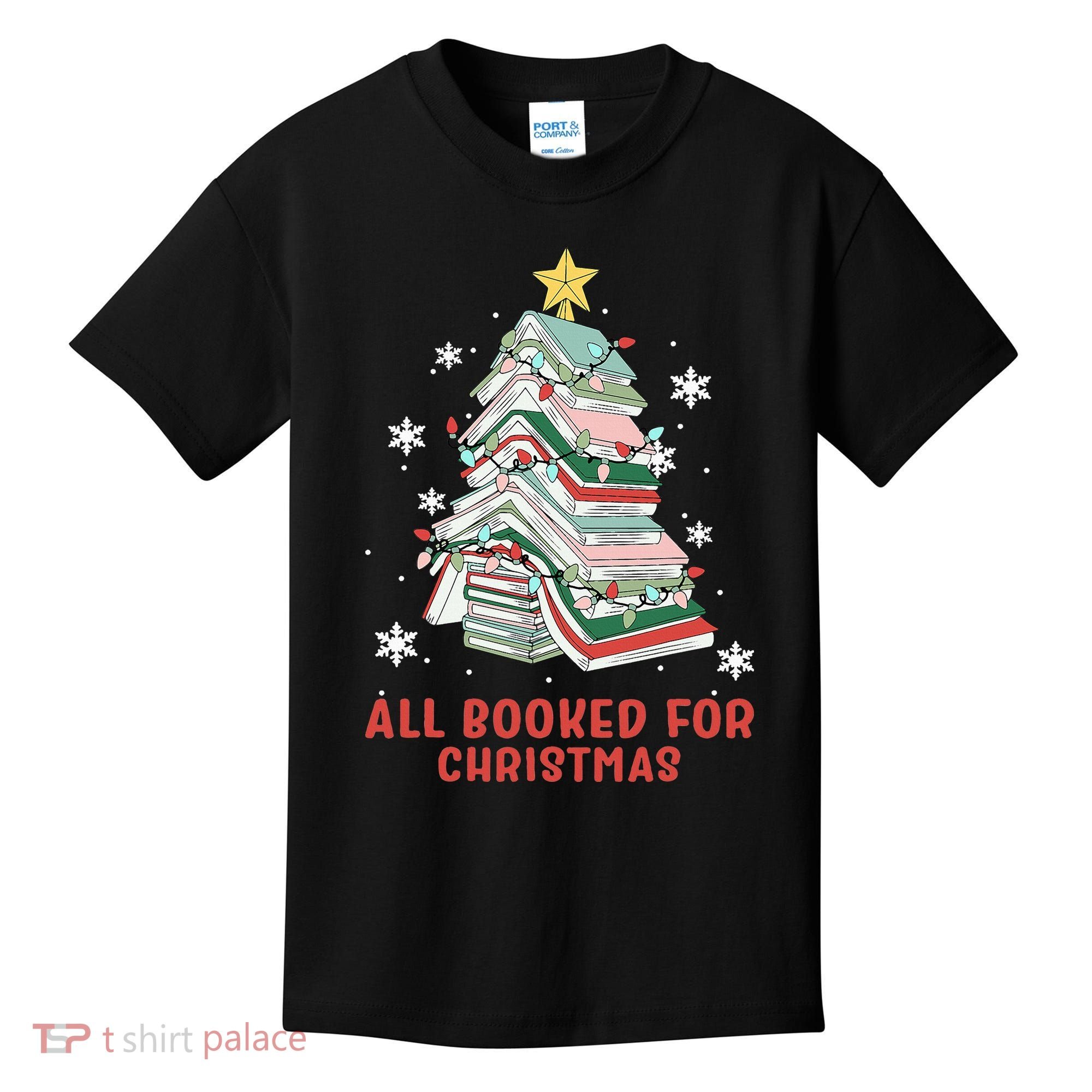 Book Tree Christmas Reading All Booked For Christmas  Kids T-Shirt