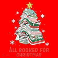 Book Tree Christmas Reading All Booked For Christmas  Santa Hat thumb 1