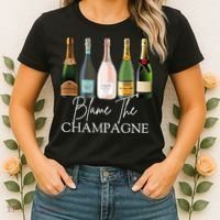 Blame The Champagne, Champagne Bottles Day Drinking Mimosa Women's T-Shirt thumb 2