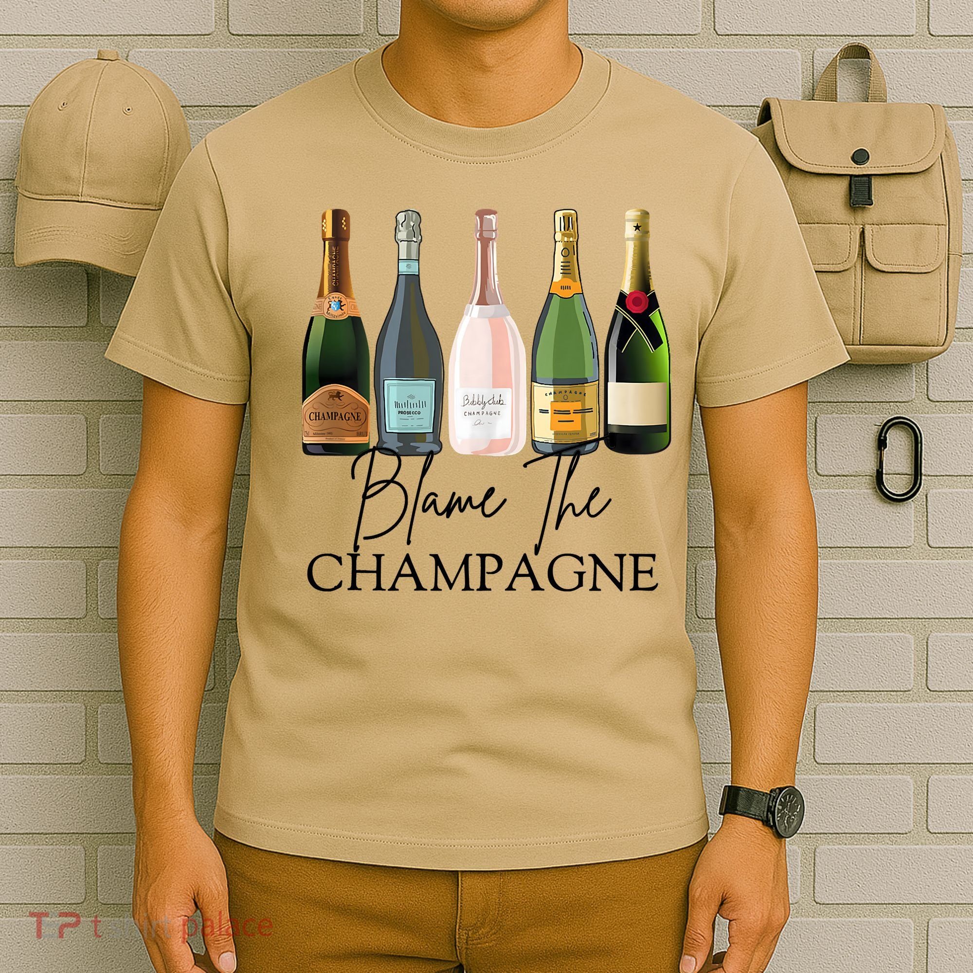 Blame The Champagne, Champagne Bottles Day Drinking Mimosa T-Shirt