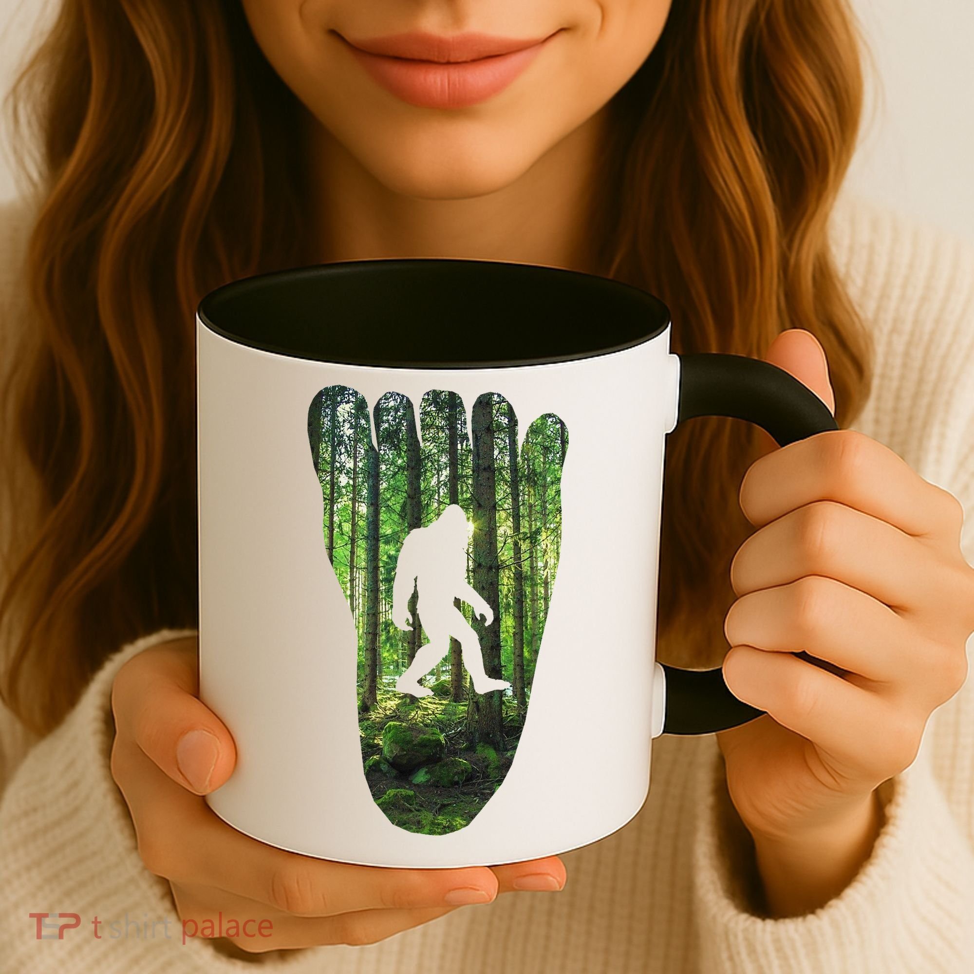 Bigfoot Track Cryptid Believer Forest Nature Woods Outdoors Coffee Mug