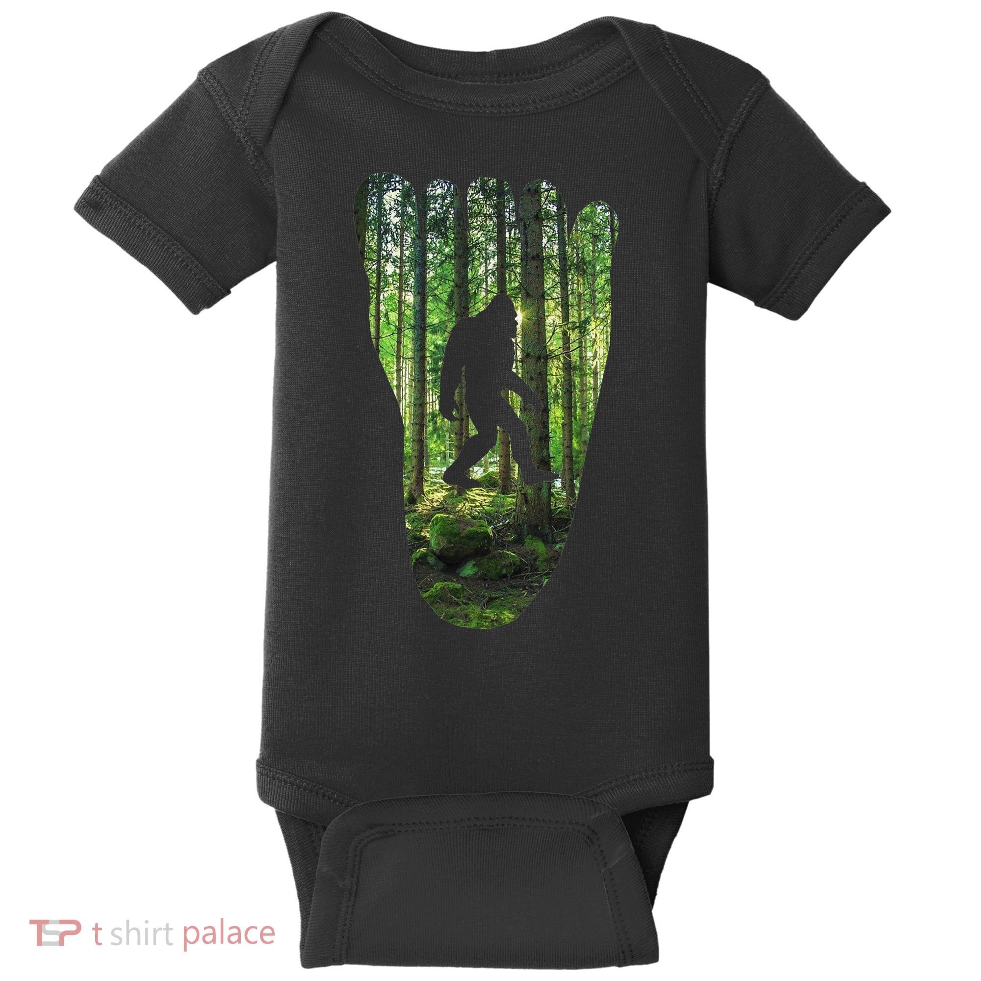 Bigfoot Track Cryptid Believer Forest Nature Woods Outdoors Baby Bodysuit