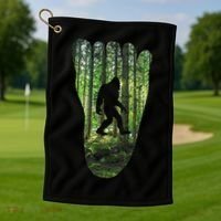 Bigfoot Track Cryptid Believer Forest Nature Woods Outdoors Golf Towel thumb 1