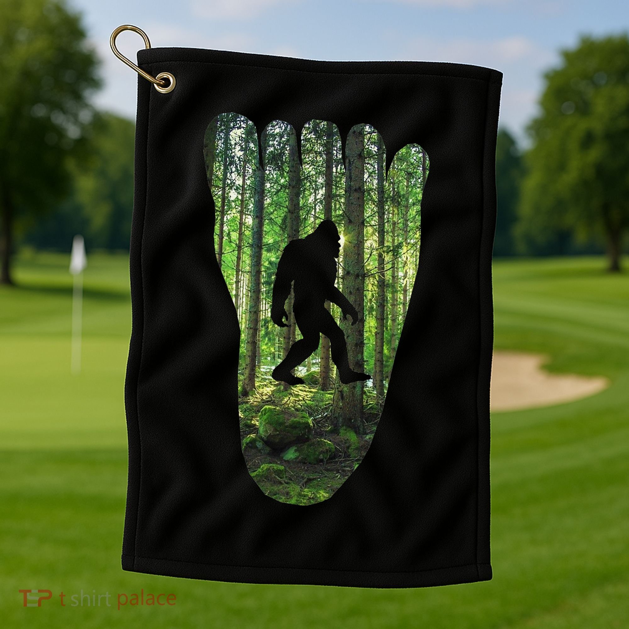 Bigfoot Track Cryptid Believer Forest Nature Woods Outdoors Golf Towel