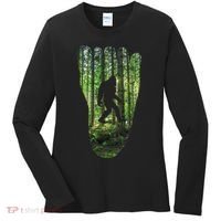 Bigfoot Track Cryptid Believer Forest Nature Woods Outdoors Women's Long Sleeve Shirt thumb 0