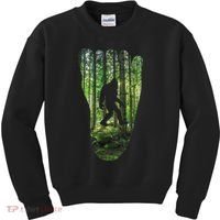 Bigfoot Track Cryptid Believer Forest Nature Woods Outdoors Kids Sweatshirt thumb 0