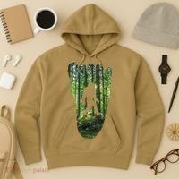 Bigfoot Track Cryptid Believer Forest Nature Woods Outdoors Hoodie thumb 3