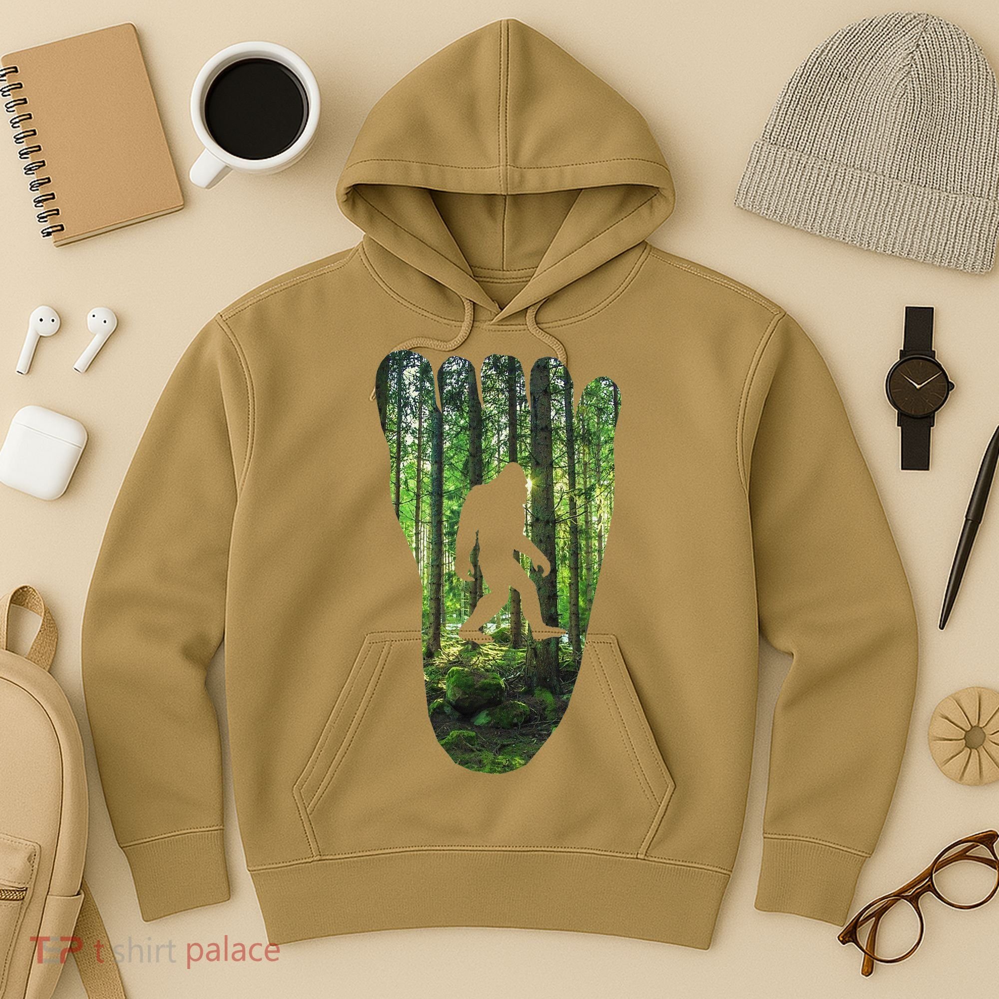 Bigfoot Track Cryptid Believer Forest Nature Woods Outdoors Hoodie