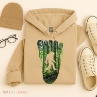 Bigfoot Track Cryptid Believer Forest Nature Woods Outdoors Hoodie thumb 4