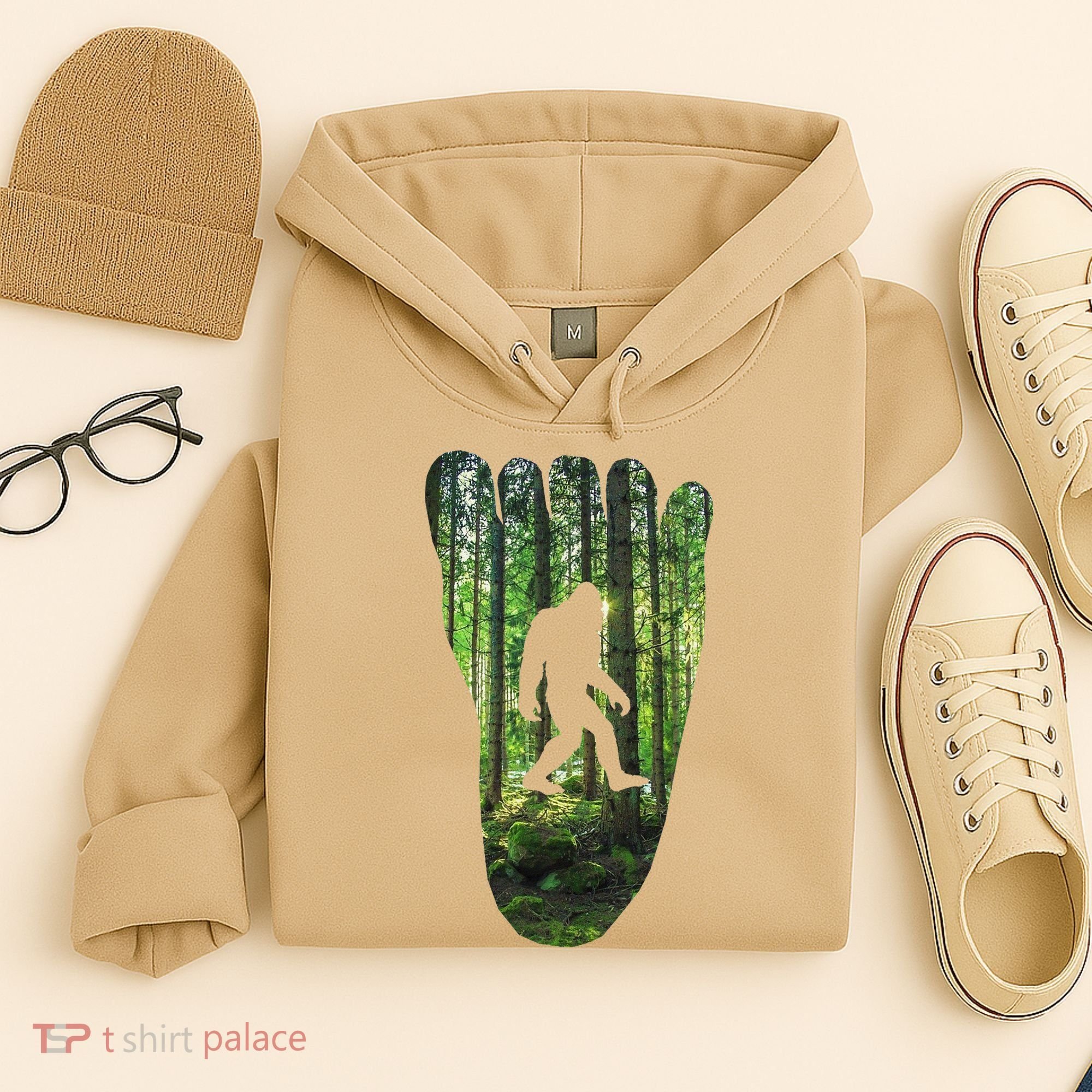 Bigfoot Track Cryptid Believer Forest Nature Woods Outdoors Hoodie