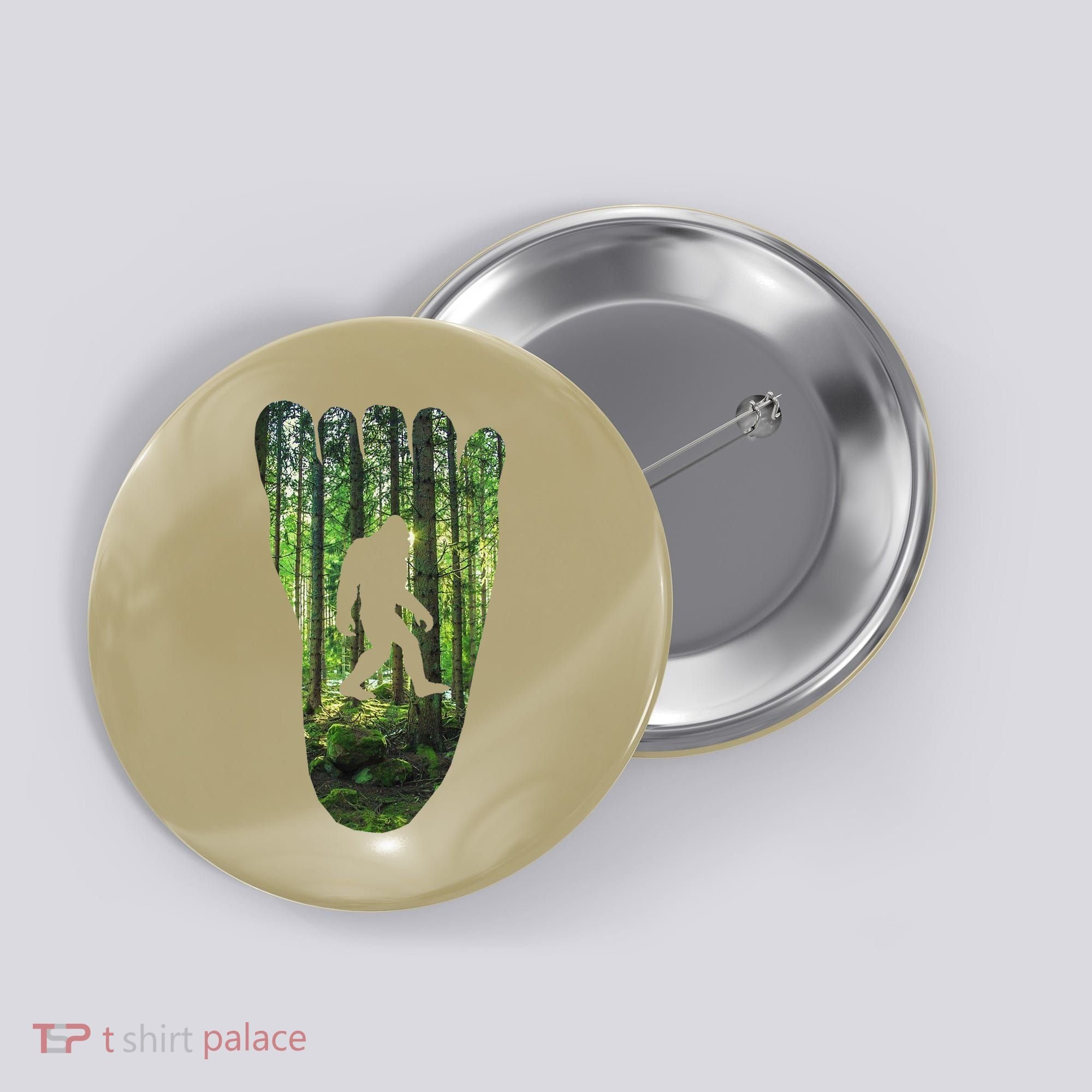 Bigfoot Track Cryptid Believer Forest Nature Woods Outdoors Button