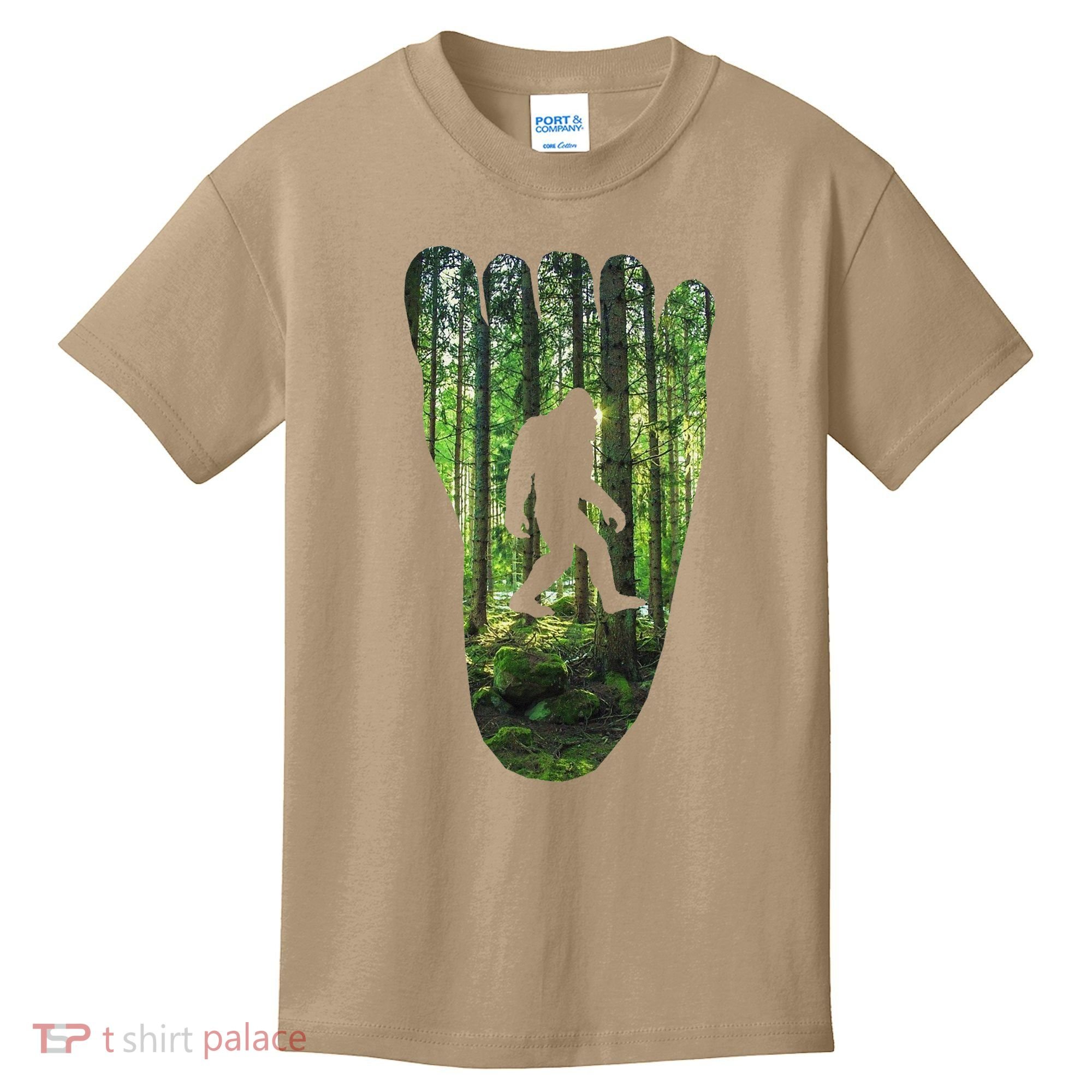 Bigfoot Track Cryptid Believer Forest Nature Woods Outdoors Kids T-Shirt