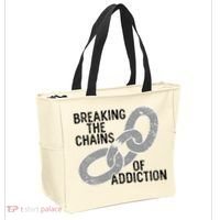 Breaking The Chains Of Addiction Aa Na Clean Sober Recovery Gift Tote Bag thumb 2