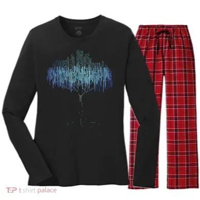 Binary Tree Coding Computer Programmer Funny Women's Long Sleeve Flannel Pajama Set