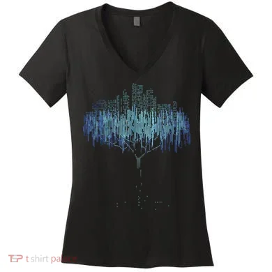 Binary Tree Coding Computer Programmer Funny Women's V-Neck T-Shirt