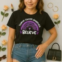 Believe Thyroid Cancer Awareness Month Thyroid Cancer Comfort Colors Boxy T-Shirt thumb 2